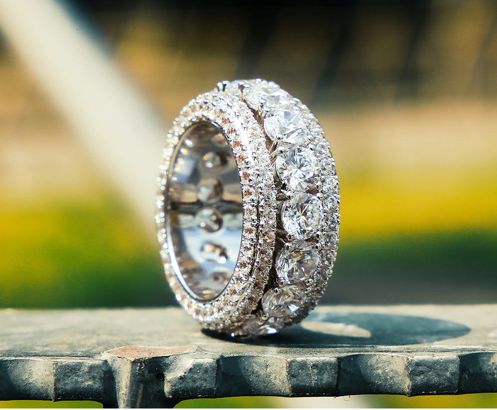 5MM Iced Out Diamond CZ Cuban Ring for Men