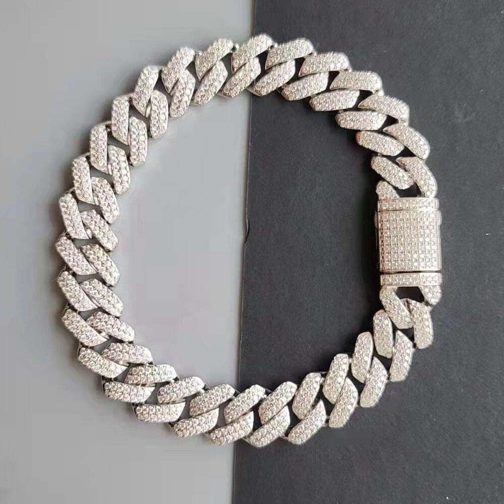SOLID 925 Sterling Silver Baguette Tennis Bracelet ICED CZ Necklace Hip Hop