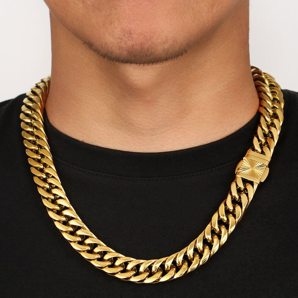14MM Hip Hop Miami Cuban Link Chain with Tongue Clasp