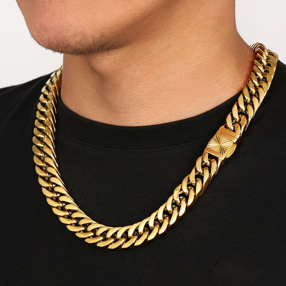 14MM Hip Hop Miami Cuban Link Chain with Tongue Clasp