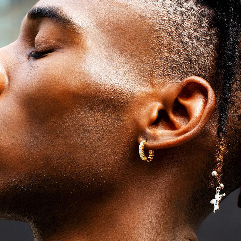 Hip Hop Icedout 925 Sterling Silver Zircon Hoop Earrings
