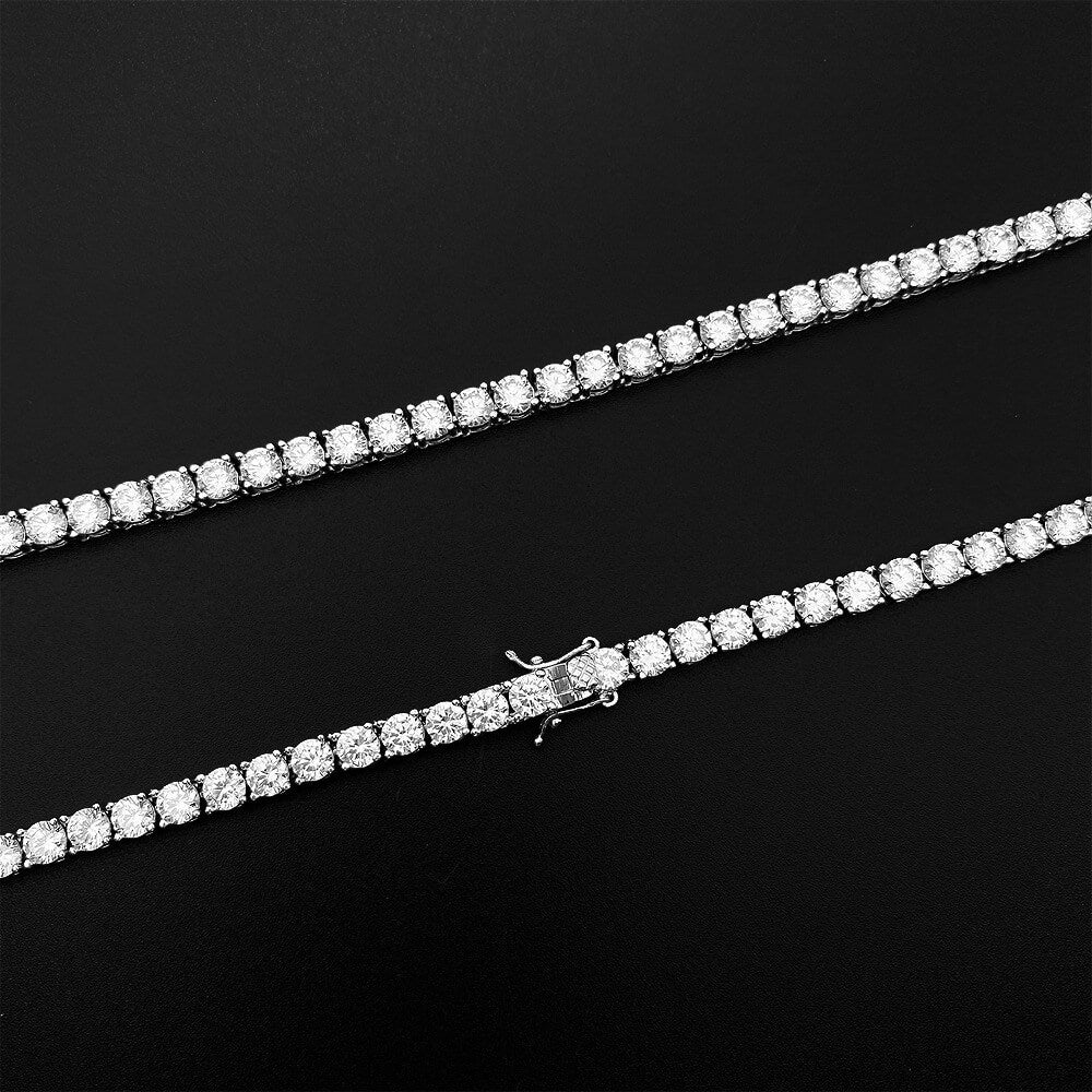 3MM 925 Sterling Silver Moissanite Tennis Necklace for Men and Women