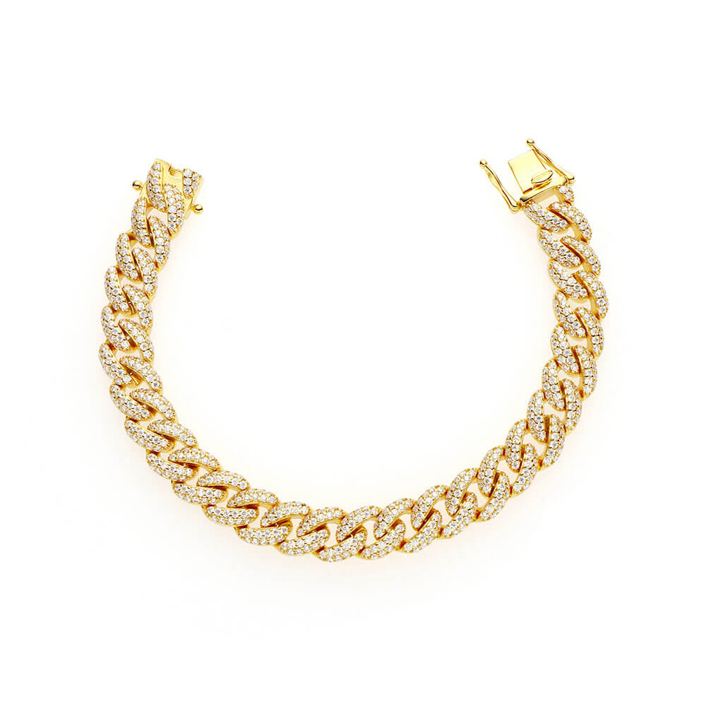 8MM 925 Silver Moissanite Cuban Link Chain Bracelet
