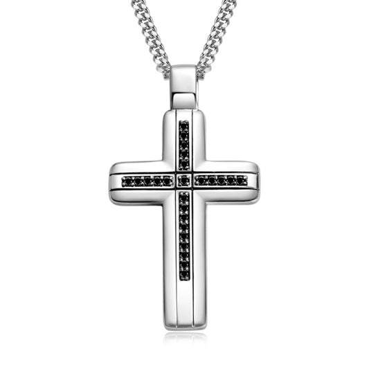 Black Moissanite Cross Pendant Necklace