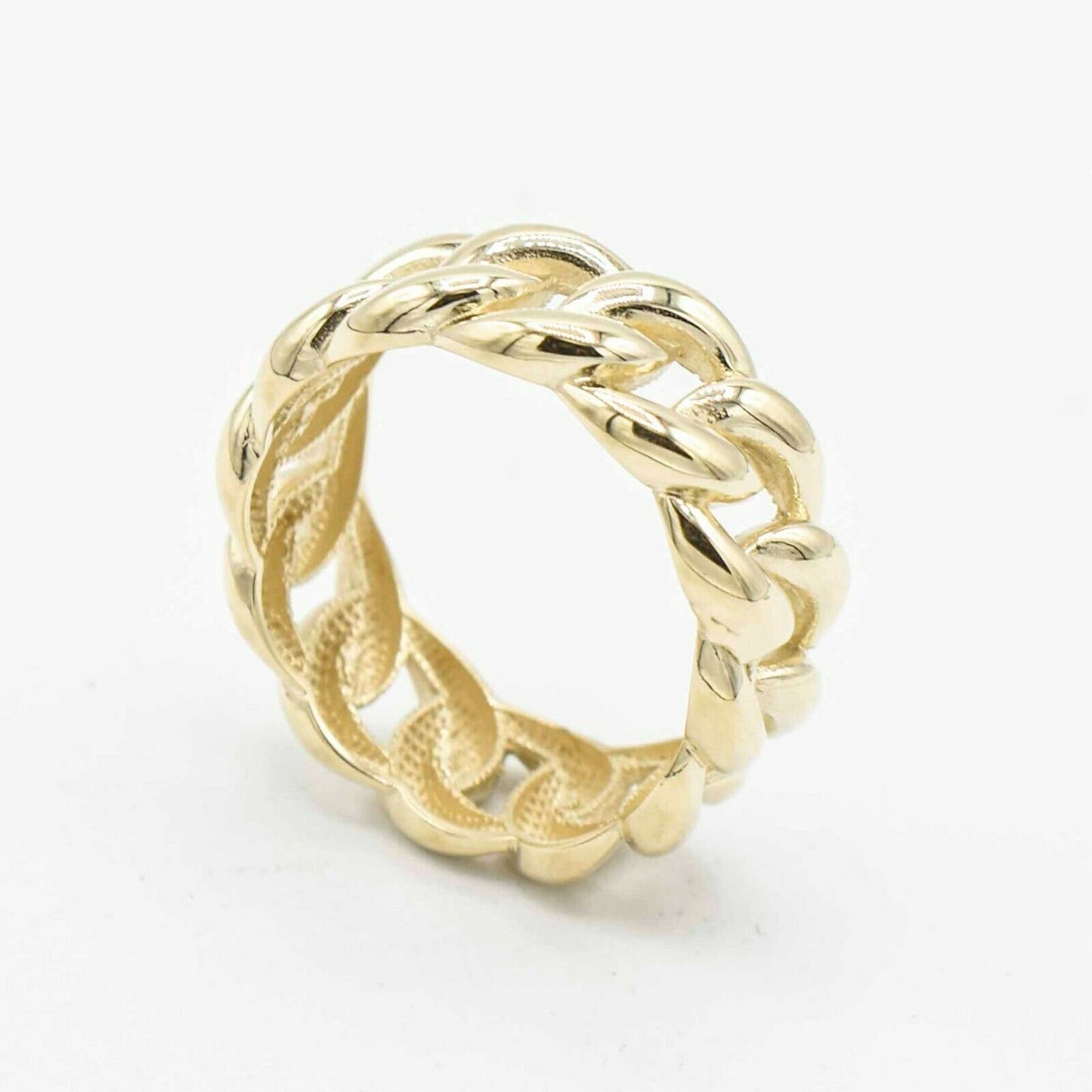 Hip Hop Miami Cuban Curb Ring Real Solid 10K Yellow Gold Ring