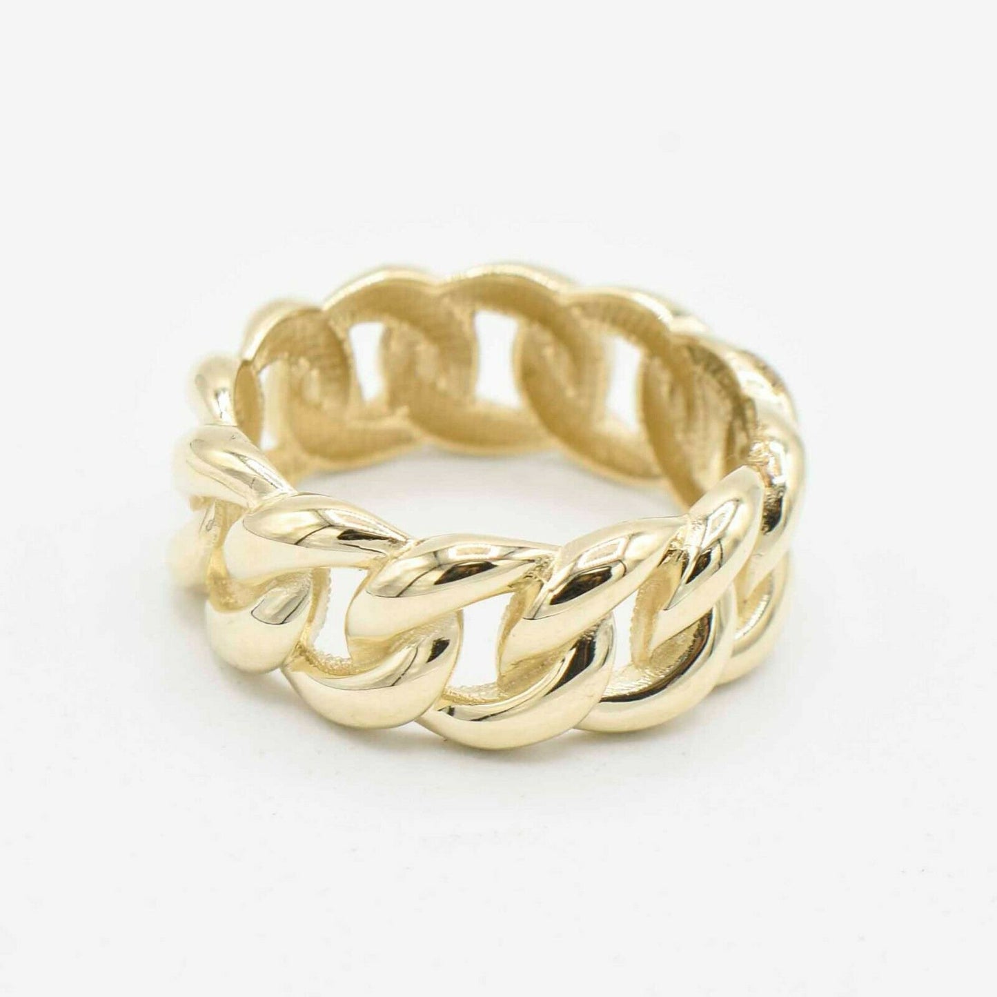Hip Hop Miami Cuban Curb Ring Real Solid 10K Yellow Gold Ring