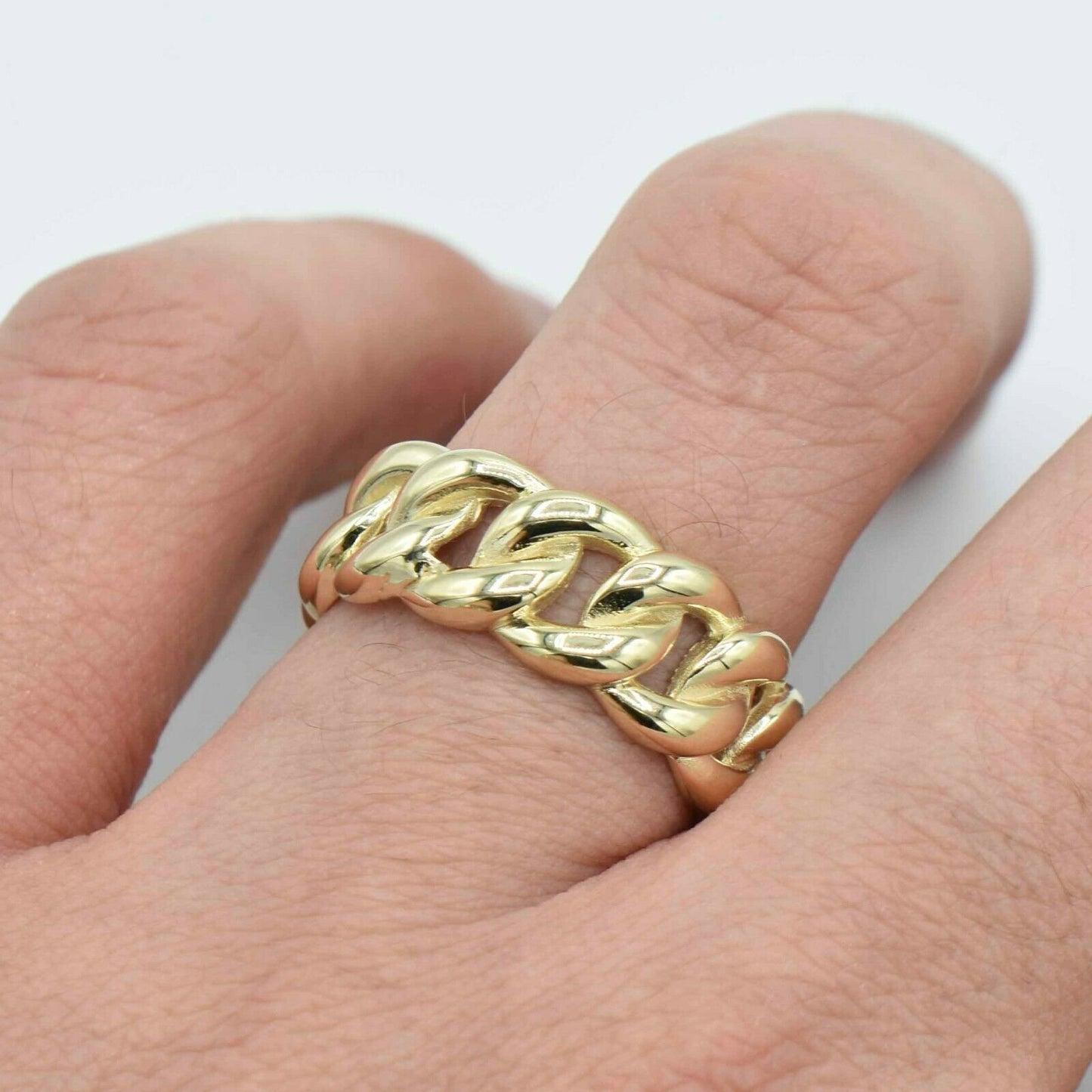 Hip Hop Miami Cuban Curb Ring Real Solid 10K Yellow Gold Ring