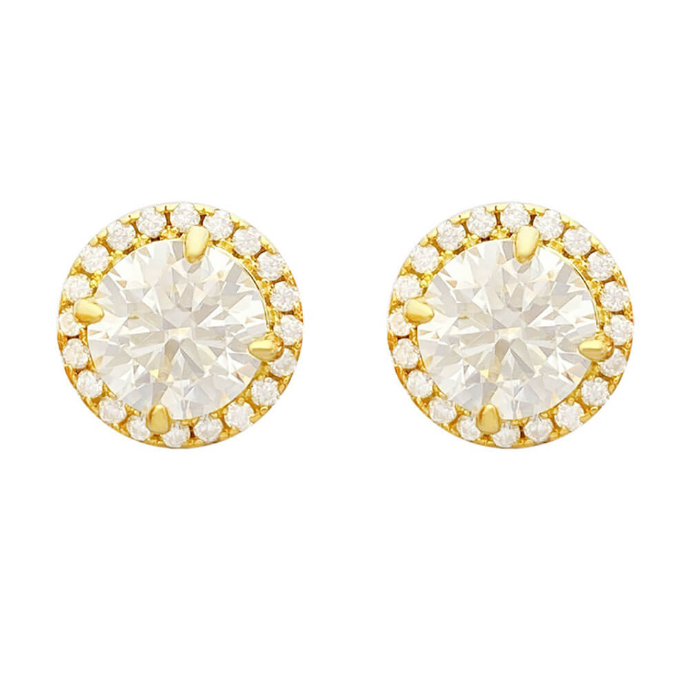 Flower Round 925 Sterling Silver Moissanite Earrings