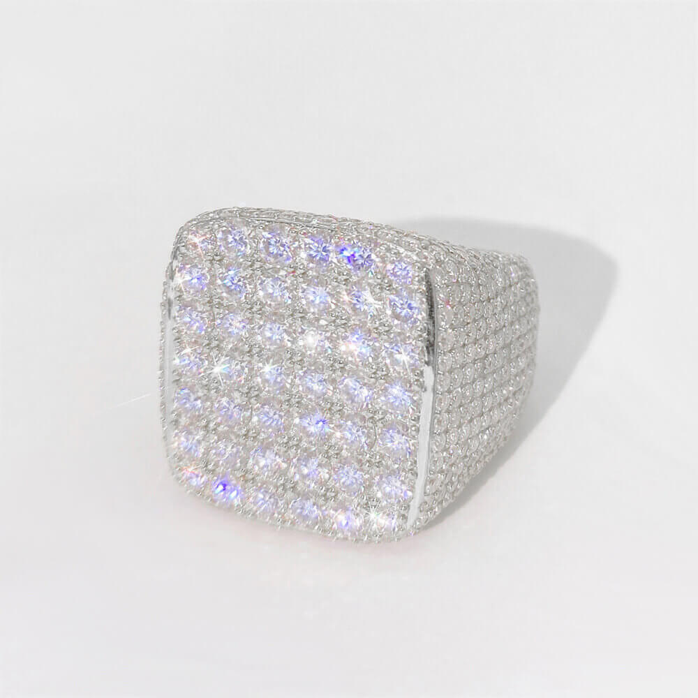Iced Out Moissanite Miami Hip-Hop Cuban Wide Ring