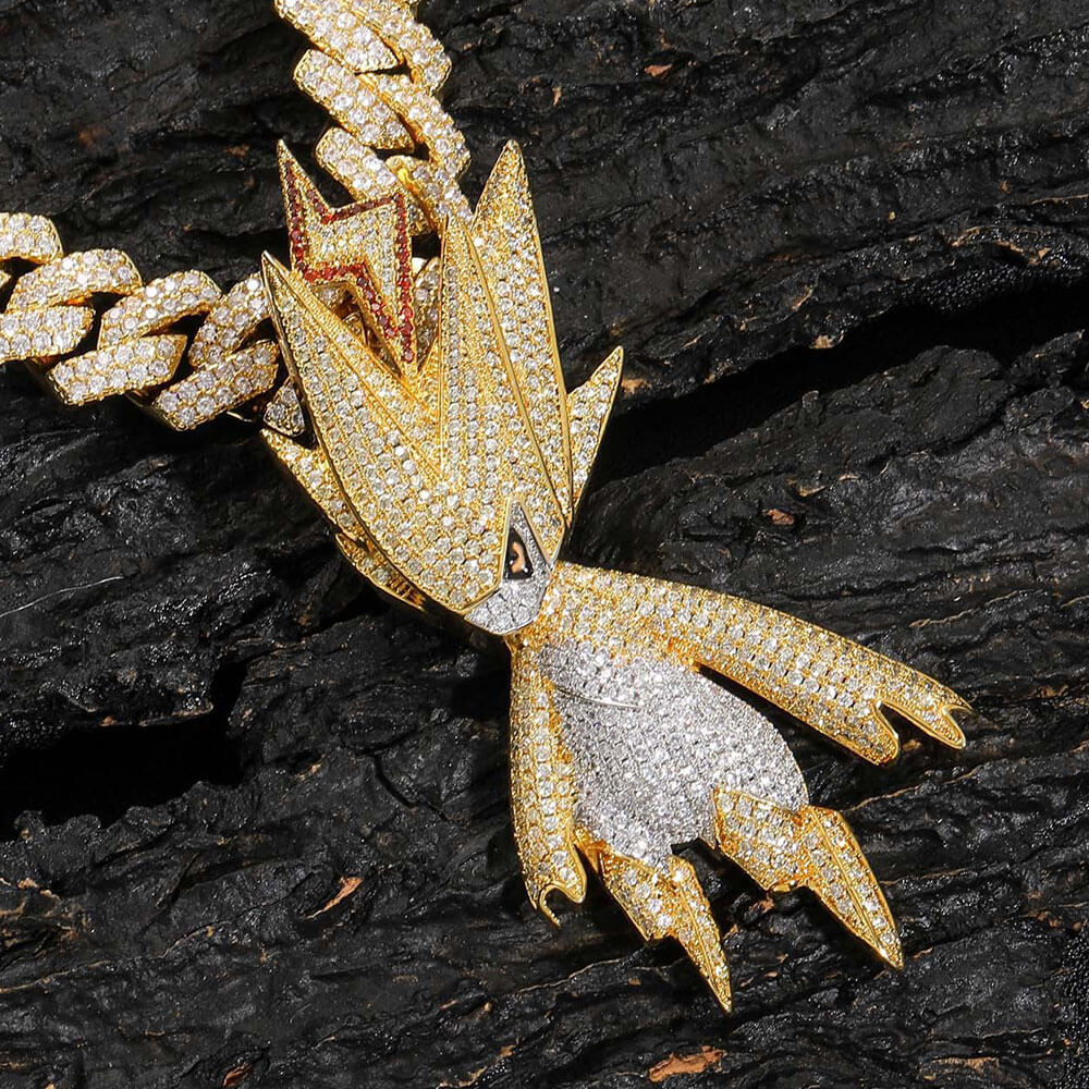 14MM Hip Hop Rapper Cuban Chain Necklace with Cartoon Character Pendant