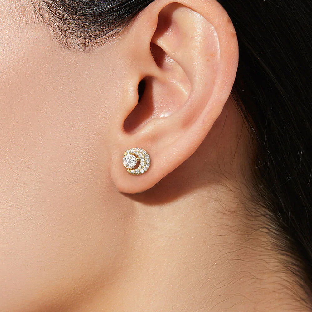 1.0 Carats Dual-Round Moon Excellent VVS1 Moissanite Earrings