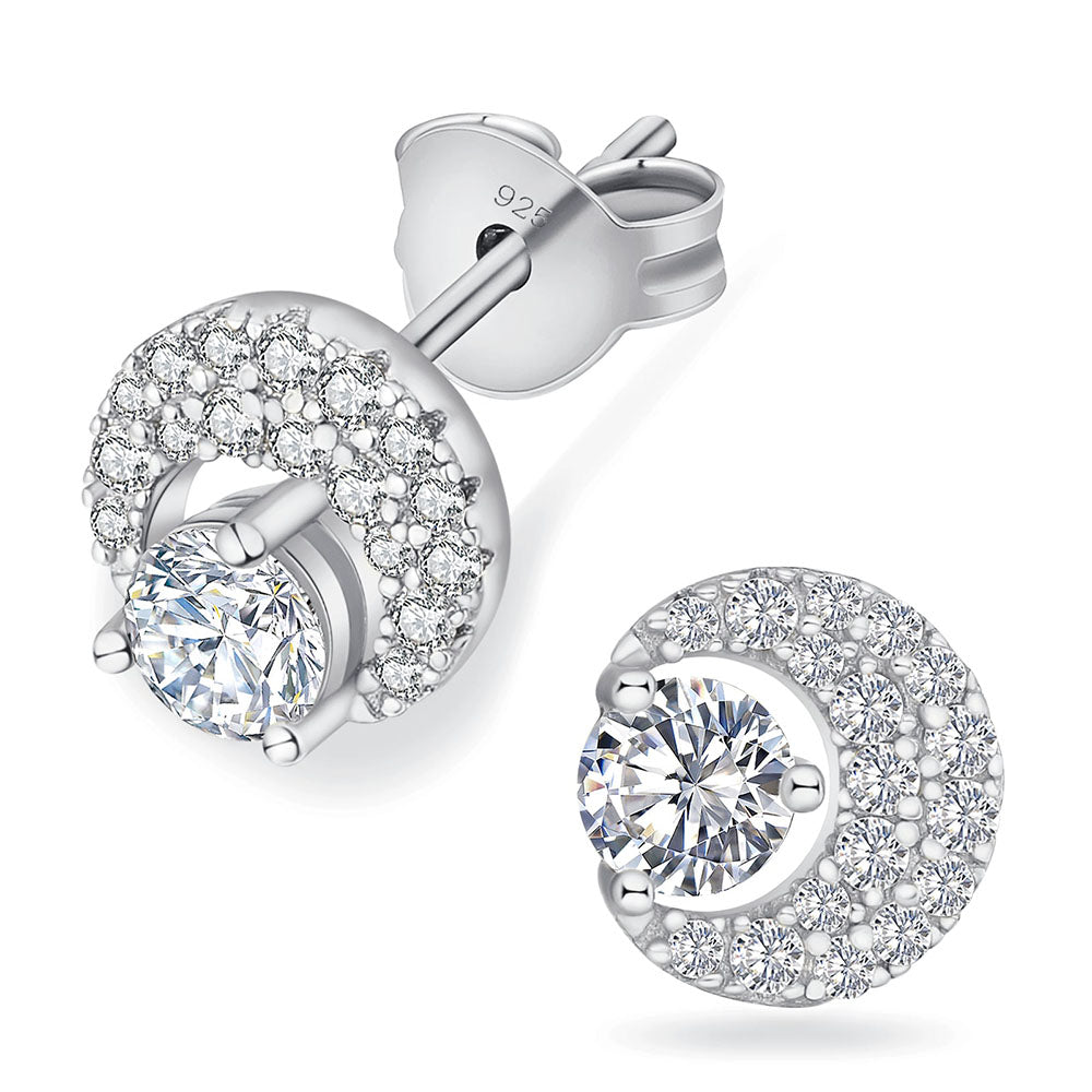 1.0 Carats Dual-Round Moon Excellent VVS1 Moissanite Earrings