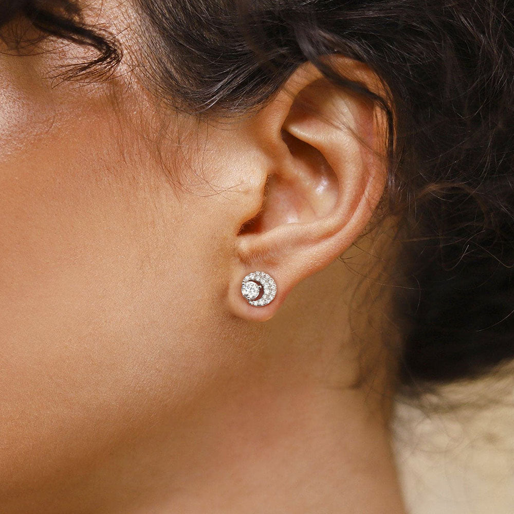 1.0 Carats Dual-Round Moon Excellent VVS1 Moissanite Earrings