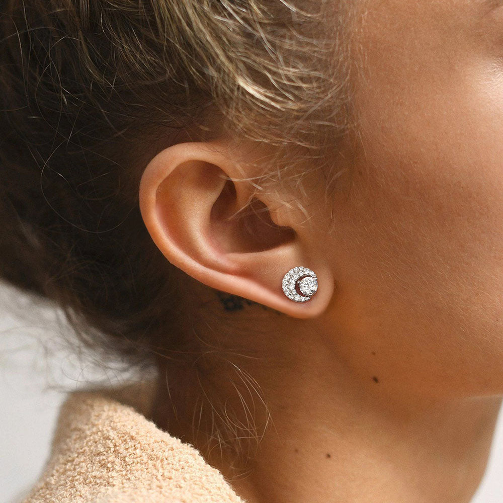 1.0 Carats Dual-Round Moon Excellent VVS1 Moissanite Earrings