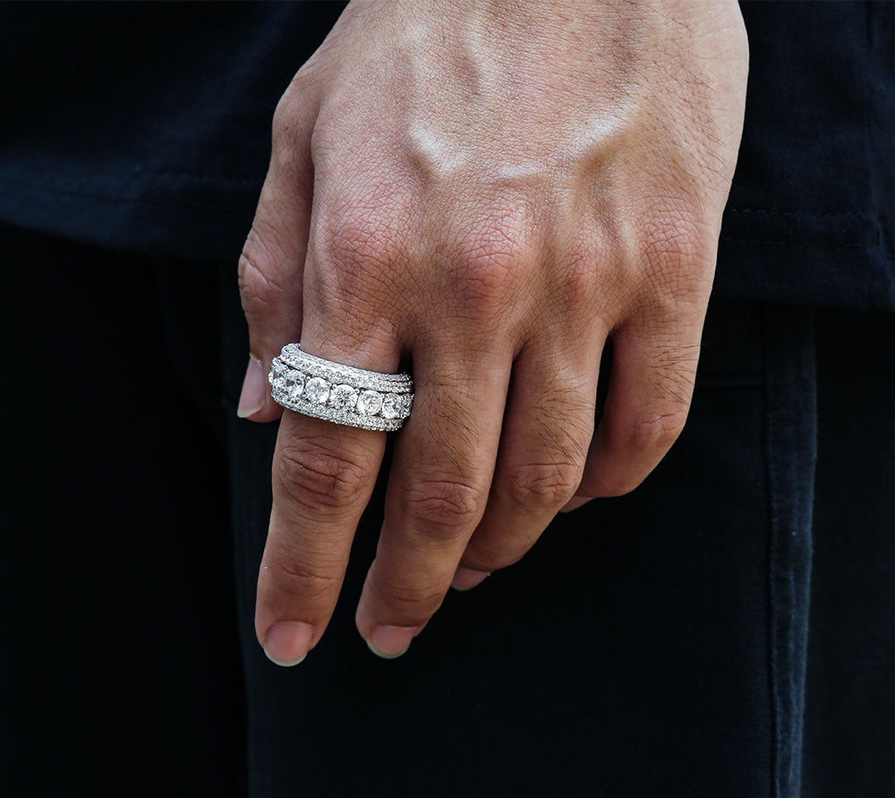 5MM Iced Out Diamond CZ Cuban Ring for Men