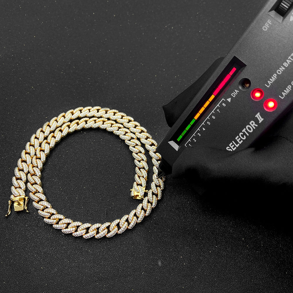 8MM Moissanite 14K Gold Plated Monaco Cuban Chain Necklace
