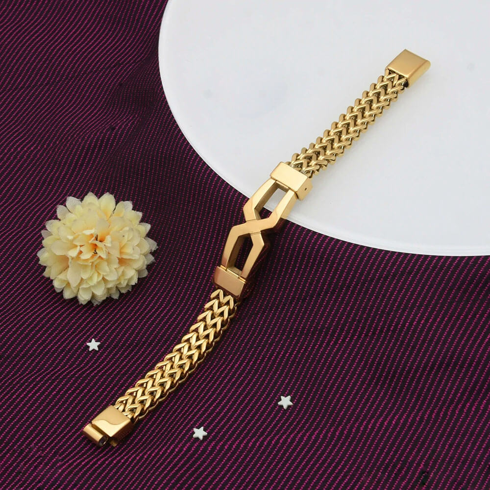 17mm Hip Hop Hollow Out Twisted 14k Gold Plated Bracelet