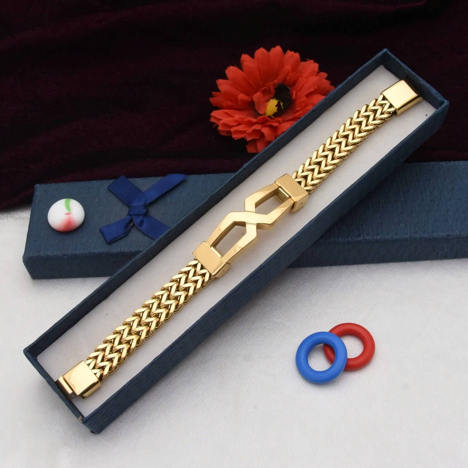 17mm Hip Hop Hollow Out Twisted 14k Gold Plated Bracelet