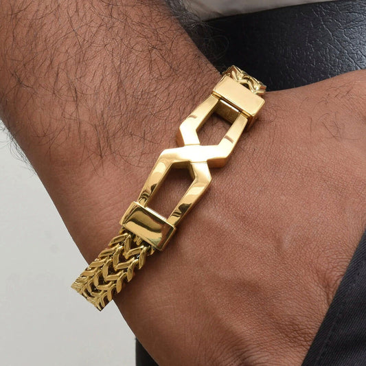 17mm Hip Hop Hollow Out Twisted 14k Gold Plated Bracelet17mm Hip Hop Hollow Out Twisted 14k Gold Plated Bracelet