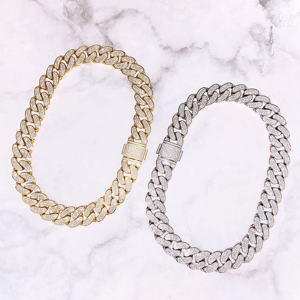 20MM Iced Out Moissanite Hip Hop Cuban Chain Necklace