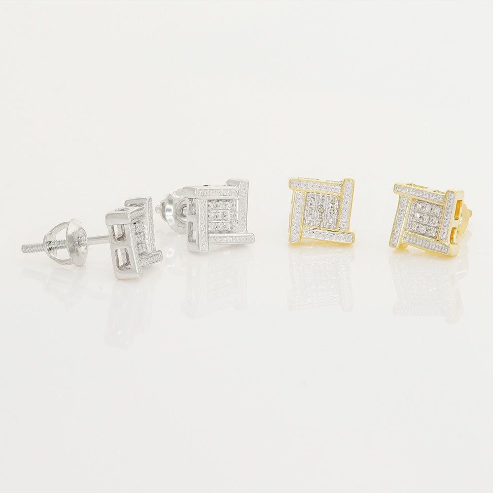 Hip Hop Unisex Square Stud Earrings Natural Moissanite Diamond Jewelry
