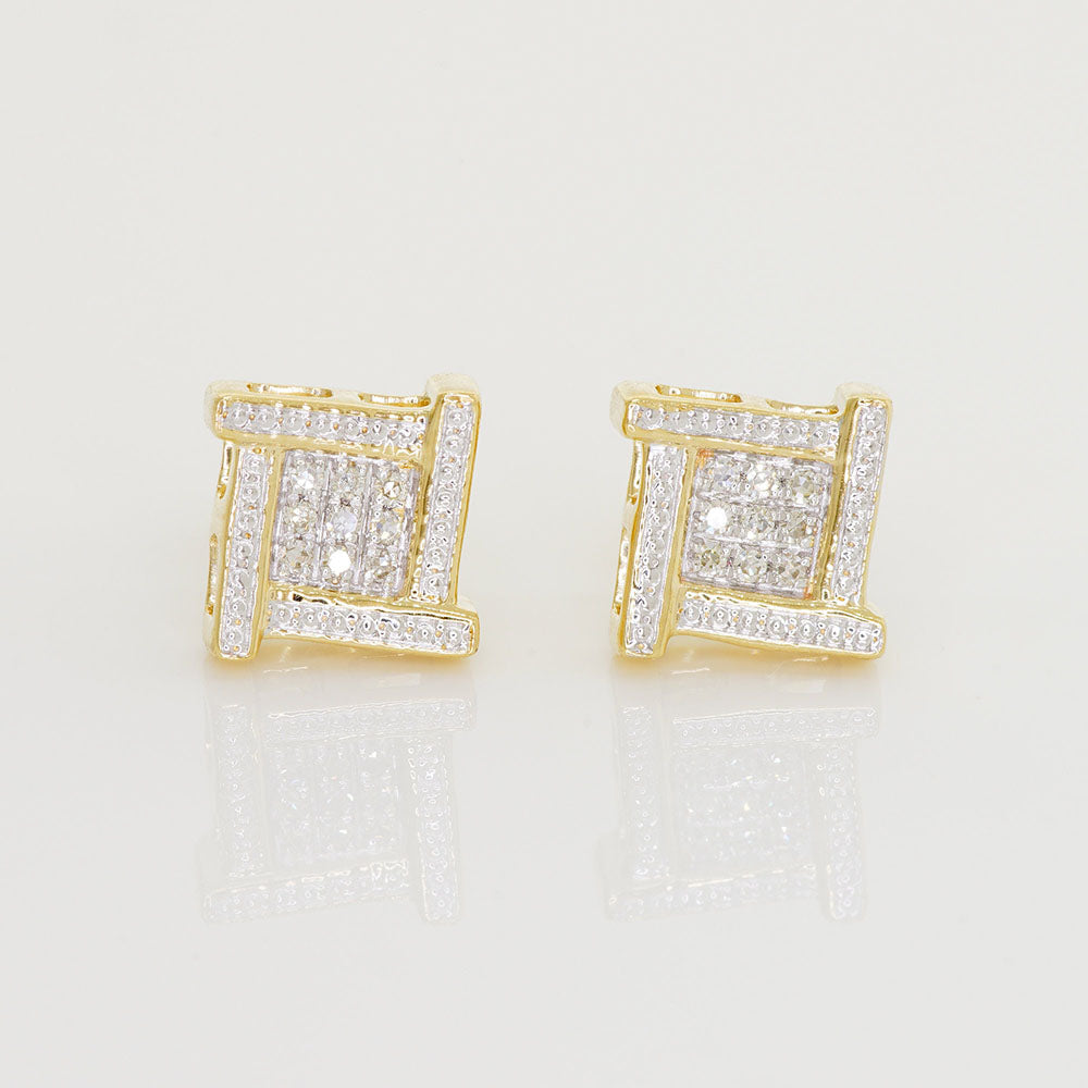 Hip Hop Unisex Square Stud Earrings Natural Moissanite Diamond Jewelry