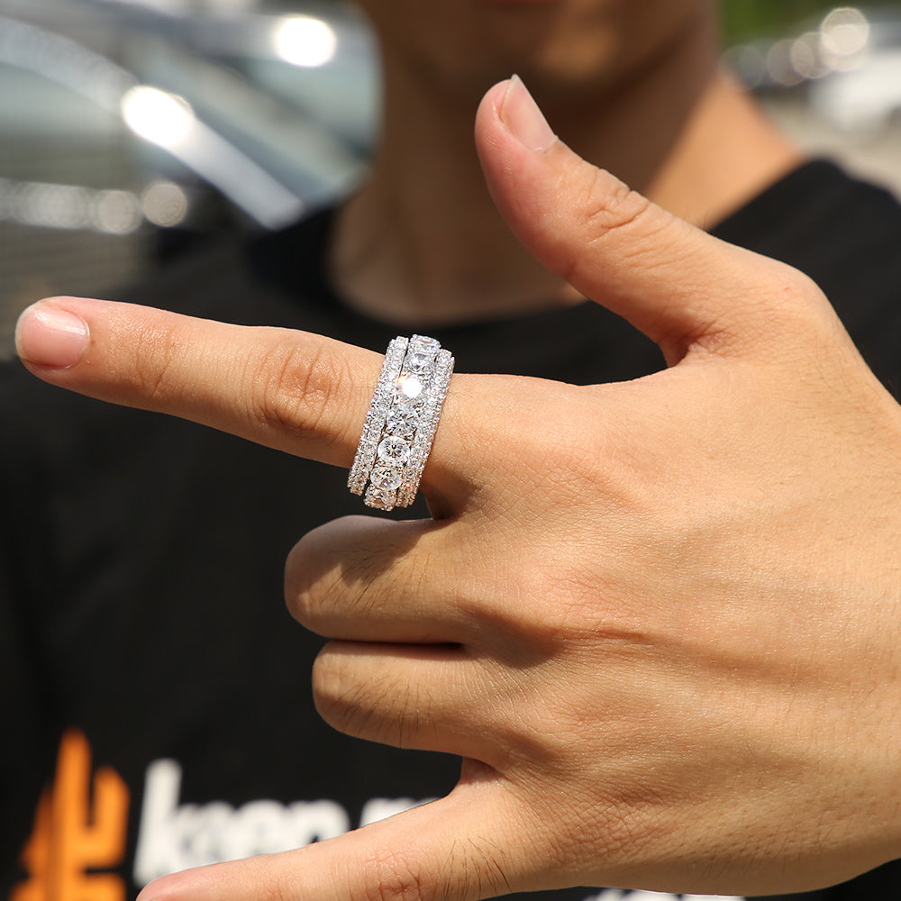5MM Iced Out Diamond CZ Cuban Ring for Men